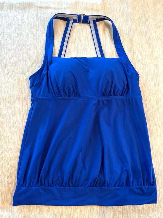 Lands' End Women’s Blouson Halter Swim Tankini Bathing Suit Top Royal Blue 8 - Picture 3 of 9
